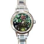 Succulents Round Italian Charm Watch Front