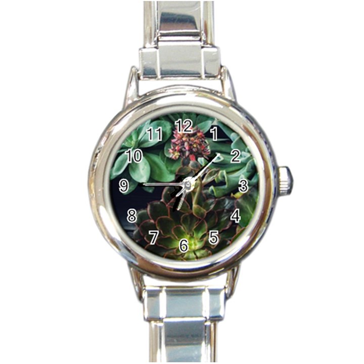 Succulents Round Italian Charm Watch