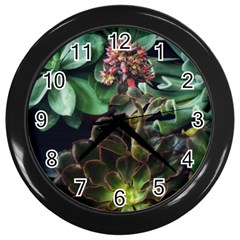 Succulents Wall Clock (black)