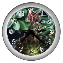 Succulents Wall Clock (silver)