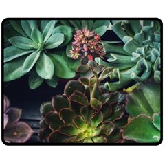 Succulents Double Sided Fleece Blanket (medium)  by okhismakingart