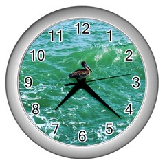 Waterbird  Wall Clock (silver) by okhismakingart