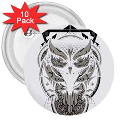 Owl 3  Buttons (10 Pack) 