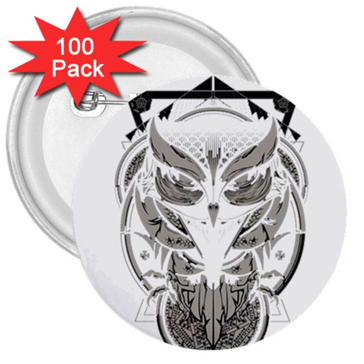 Owl 3  Buttons (100 pack) 