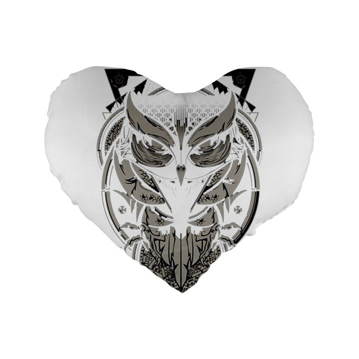 Owl Standard 16  Premium Flano Heart Shape Cushions