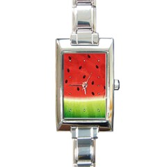 Juicy Paint Texture Watermelon Red And Green Watercolor Rectangle Italian Charm Watch by genx