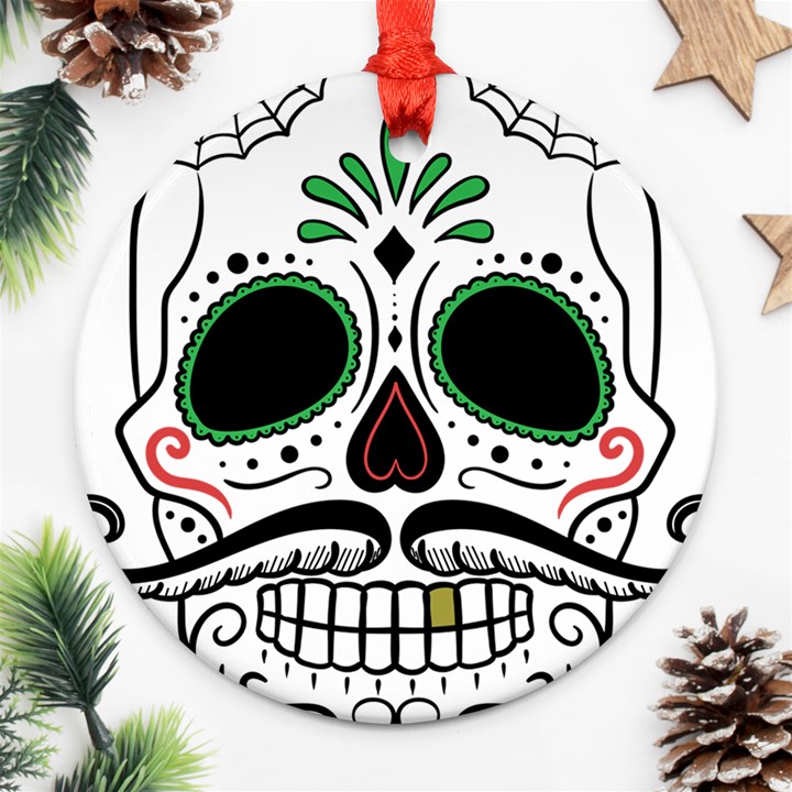 Day Of The Dead Skull Sugar Skull Ornament (Round)