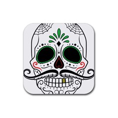 Day Of The Dead Skull Sugar Skull Rubber Coaster (square)  by Sudhe