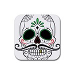 Day Of The Dead Skull Sugar Skull Rubber Coaster (Square)  Front