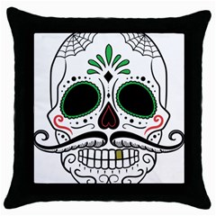 Day Of The Dead Skull Sugar Skull Throw Pillow Case (black) by Sudhe