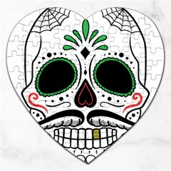 Day Of The Dead Skull Sugar Skull Jigsaw Puzzle (heart) by Sudhe