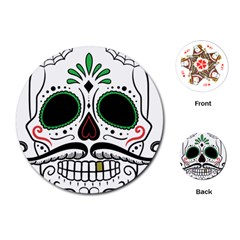 Day Of The Dead Skull Sugar Skull Playing Cards (round) by Sudhe