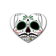 Day Of The Dead Skull Sugar Skull Heart Coaster (4 Pack)  by Sudhe