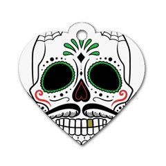 Day Of The Dead Skull Sugar Skull Dog Tag Heart (two Sides) by Sudhe