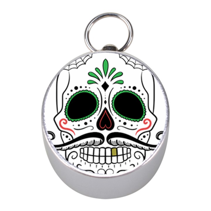 Day Of The Dead Skull Sugar Skull Mini Silver Compasses