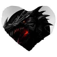 Dragon City Large 19  Premium Flano Heart Shape Cushions by Sudhe