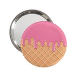 Ice Cream Pink melting background with beige cone 2.25  Handbag Mirrors Front