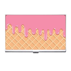 Ice Cream Pink Melting Background With Beige Cone Business Card Holder by genx