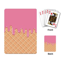 Ice Cream Pink Melting Background With Beige Cone Playing Cards Single Design by genx