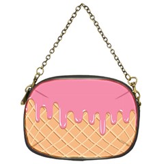 Ice Cream Pink Melting Background With Beige Cone Chain Purse (one Side) by genx