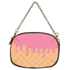 Ice Cream Pink Melting Background With Beige Cone Chain Purse (two Sides) by genx