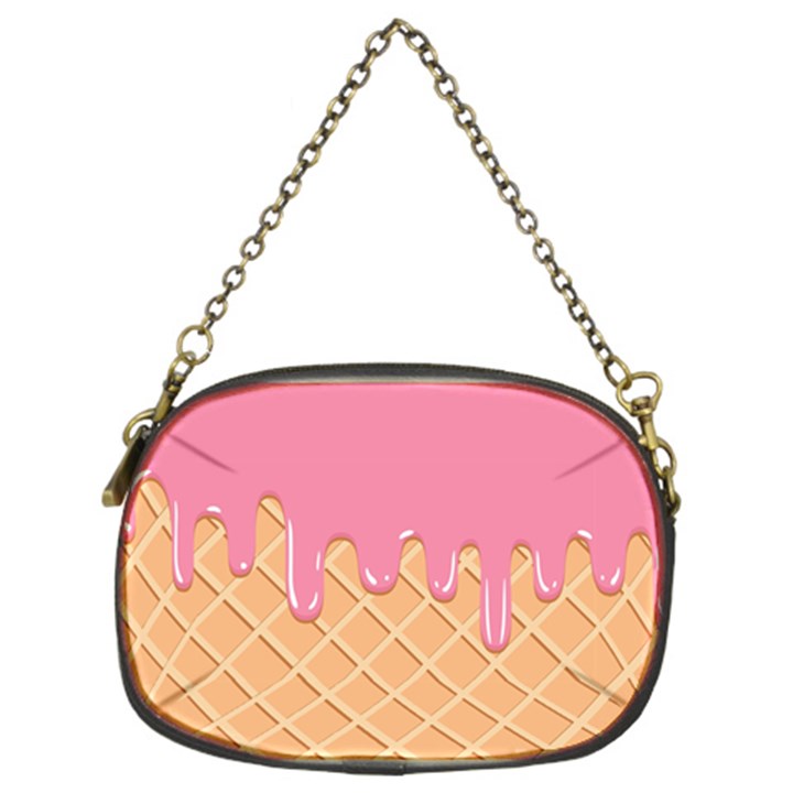 Ice Cream Pink melting background with beige cone Chain Purse (Two Sides)