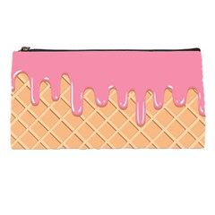 Ice Cream Pink Melting Background With Beige Cone Pencil Cases by genx