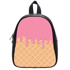 Ice Cream Pink Melting Background With Beige Cone School Bag (small) by genx