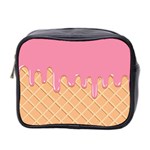 Ice Cream Pink melting background with beige cone Mini Toiletries Bag (Two Sides) Front