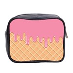 Ice Cream Pink melting background with beige cone Mini Toiletries Bag (Two Sides) Back