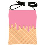 Ice Cream Pink melting background with beige cone Shoulder Sling Bag Front