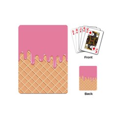 Ice Cream Pink Melting Background With Beige Cone Playing Cards (mini) by genx