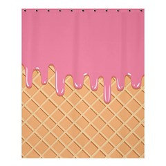 Ice Cream Pink Melting Background With Beige Cone Shower Curtain 60  X 72  (medium)  by genx