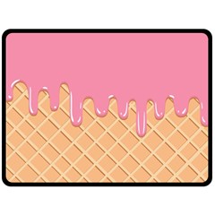 Ice Cream Pink Melting Background With Beige Cone Double Sided Fleece Blanket (large)  by genx