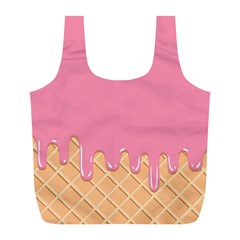 Ice Cream Pink Melting Background With Beige Cone Full Print Recycle Bag (l) by genx