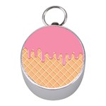 Ice Cream Pink melting background with beige cone Mini Silver Compasses Front