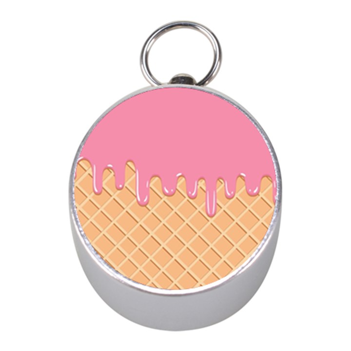 Ice Cream Pink melting background with beige cone Mini Silver Compasses