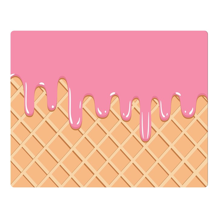 Ice Cream Pink melting background with beige cone Double Sided Flano Blanket (Large) 