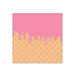 Ice Cream Pink Melting Background With Beige Cone Satin Bandana Scarf by genx