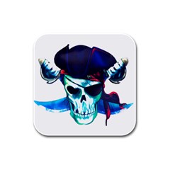 Skull Pirates Symbol Skeleton Rubber Square Coaster (4 Pack)  by Sudhe