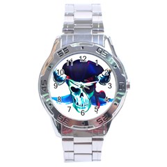 Skull Pirates Symbol Skeleton Stainless Steel Analogue Watch by Sudhe