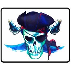 Skull Pirates Symbol Skeleton Double Sided Fleece Blanket (medium)  by Sudhe