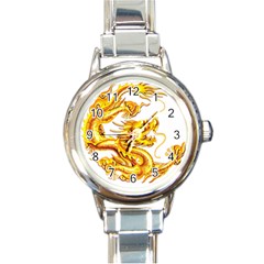 Chinese Dragon Golden Round Italian Charm Watch by Sudhe