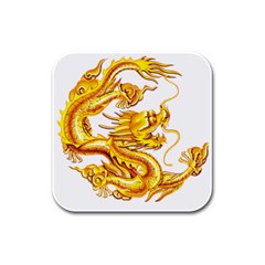 Chinese Dragon Golden Rubber Square Coaster (4 Pack)  by Sudhe