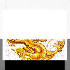 Chinese Dragon Golden Rectangular Jigsaw Puzzl by Sudhe