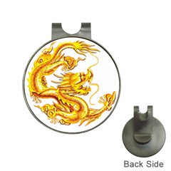 Chinese Dragon Golden Hat Clips With Golf Markers by Sudhe