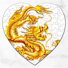 Chinese Dragon Golden Jigsaw Puzzle (heart) by Sudhe