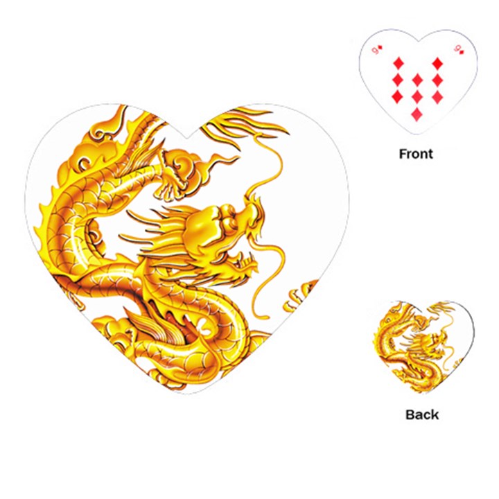 Chinese Dragon Golden Playing Cards (Heart)