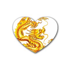 Chinese Dragon Golden Heart Coaster (4 Pack)  by Sudhe