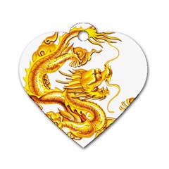 Chinese Dragon Golden Dog Tag Heart (one Side) by Sudhe